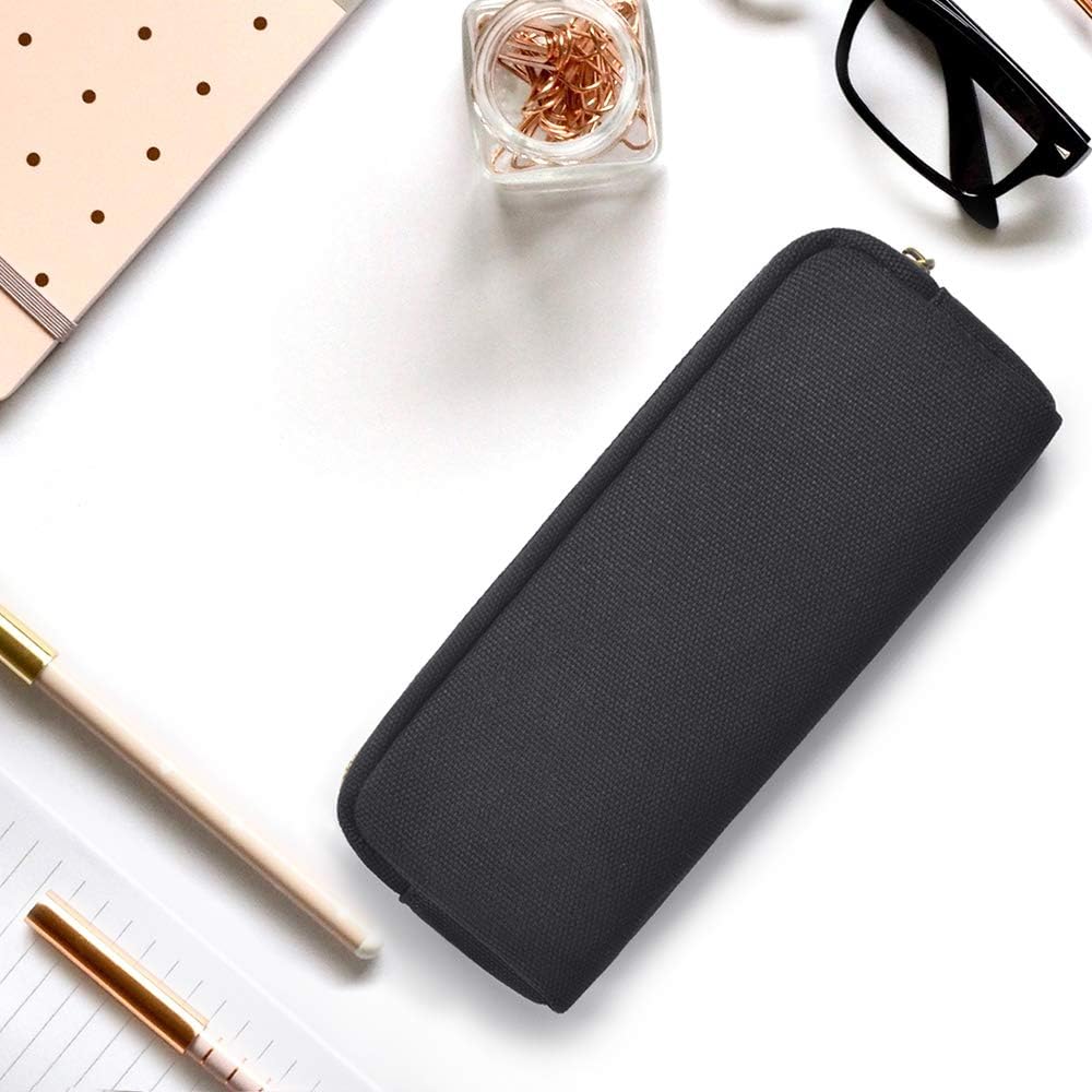 Pencil Pen Case, Canvas Pencil Pouch Big Capacity Pen Bag with Zipper Durable Stationary Storage Bag for Adult Students Officers