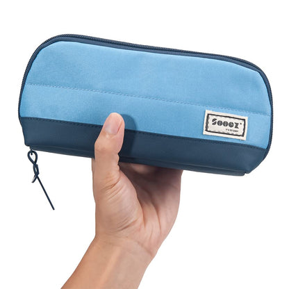Sooez Wide-Opening Pencil Pen Case, Lightweight & Spacious Pencil Bag Pouch Box Organizer, Aesthetic Supply with Triangular Design for Adults, Grey
