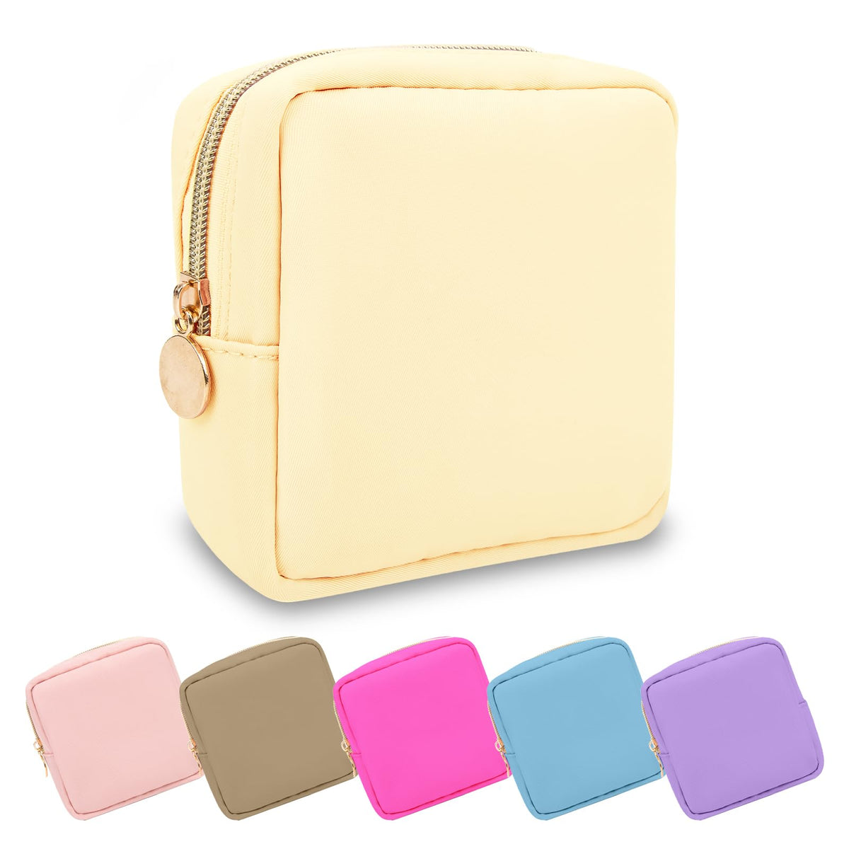 UIXIZQ Waterproof Small Pencil Case Makeup Bag for Purse,Cute Pencil Pouch Preppy Nylon Makeup Brush Holder with Zipper,Girls Portable Storage Case Small Pen Bag for Office(Slim-Black)