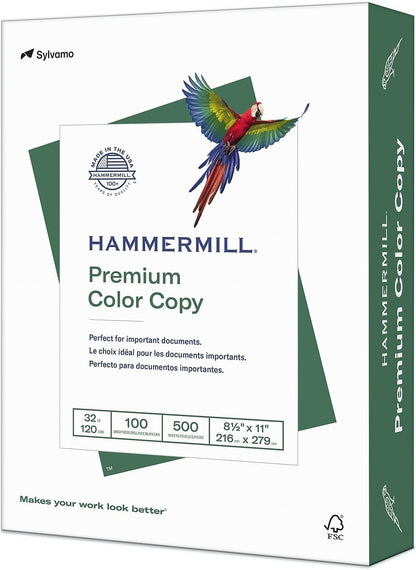 Hammermill Printer Paper, Premium Color 32 lb Copy Paper, 8.5 x 11-1 Ream (500 Sheets) - 100 Bright, Made in the USA, white (102630)