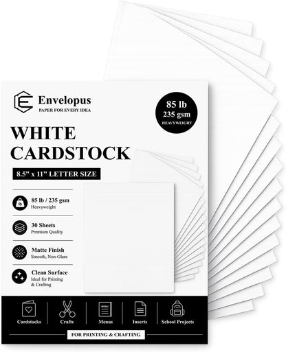White Cardstock Paper, Card Stock Paper 8.5 x 11, 30 Sheets_85 lb