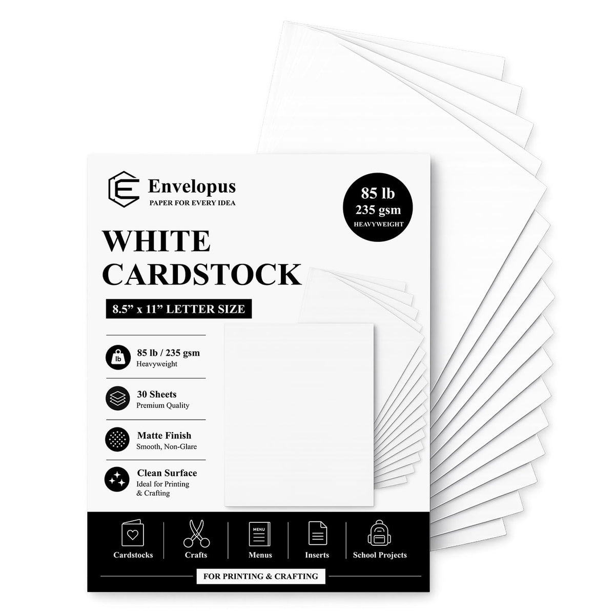 White Cardstock Paper, Card Stock Paper 8.5 x 11, 30 Sheets_85 lb