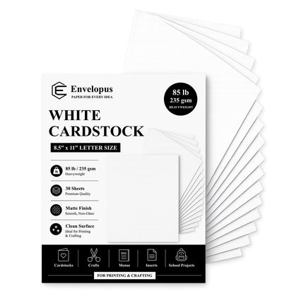 White Cardstock Paper, Card Stock Paper 8.5 x 11, 30 Sheets_85 lb