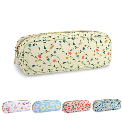 UIXIZQ Waterproof Small Pencil Case Makeup Bag for Purse,Cute Pencil Pouch Preppy Nylon Makeup Brush Holder with Zipper,Girls Portable Storage Case Small Pen Bag for Office(Slim-Black)