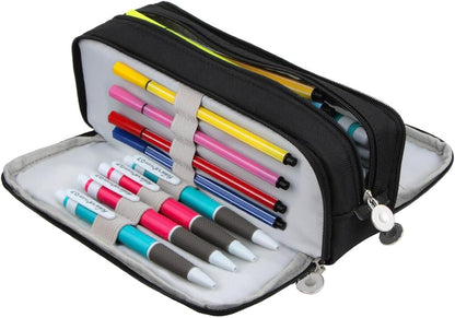 Chelory Big Capacity Pencil Case Large Storage Pencil Bag Pouch Marker 3 Compartment Stationery Pen Cases Holder for Adults Office Organizer Gifts
