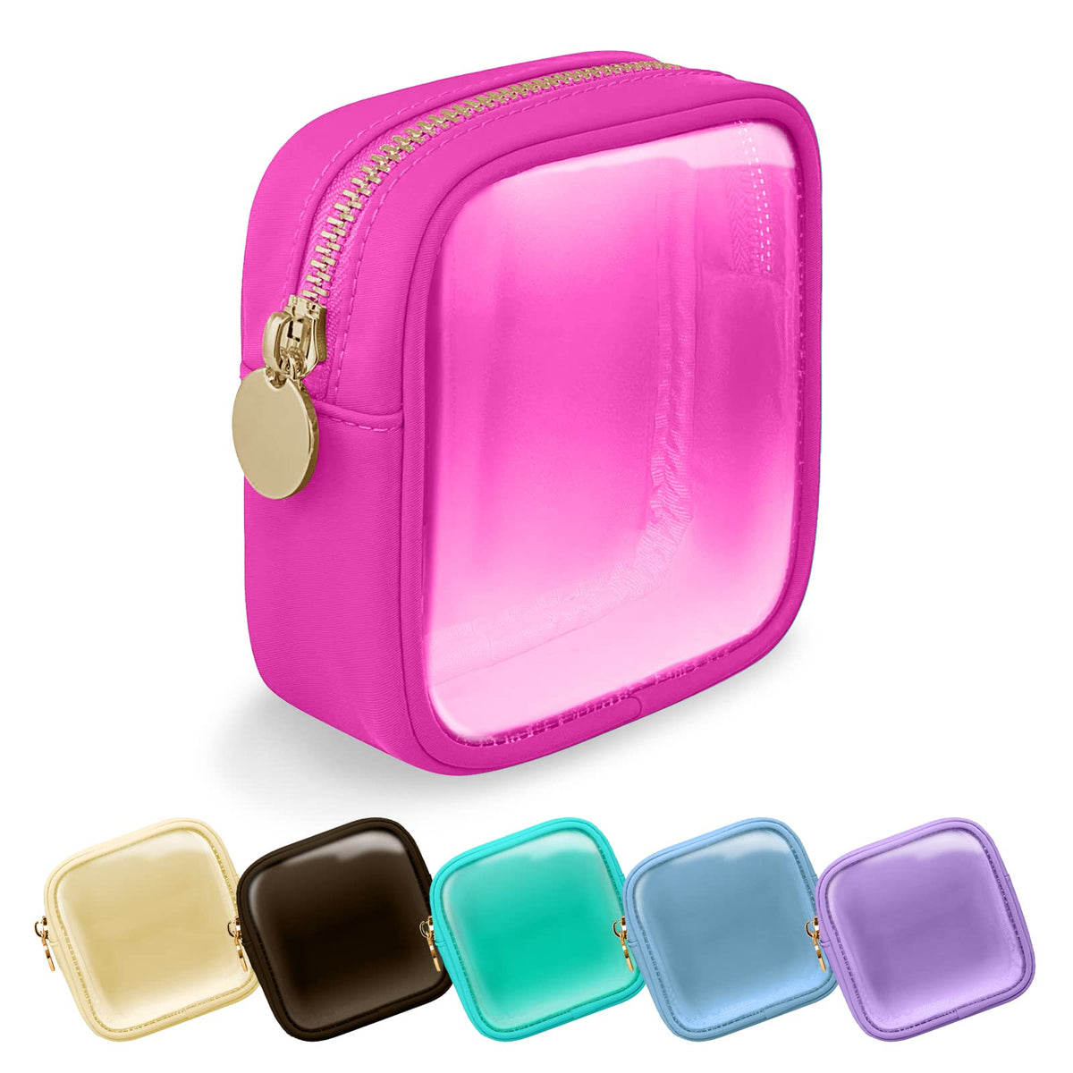 UIXIZQ Waterproof Small Pencil Case Makeup Bag for Purse,Cute Pencil Pouch Preppy Nylon Makeup Brush Holder with Zipper,Girls Portable Storage Case Small Pen Bag for Office(Slim-Black)