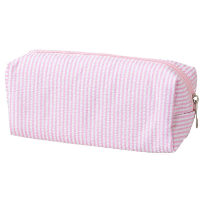 Seersucker Striped Pencil Bag, Large Capacity Stationery Pouch