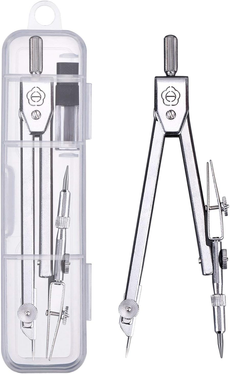 EBOOT Drawing Compass and 6 in Protractor Geometry Set, Clear