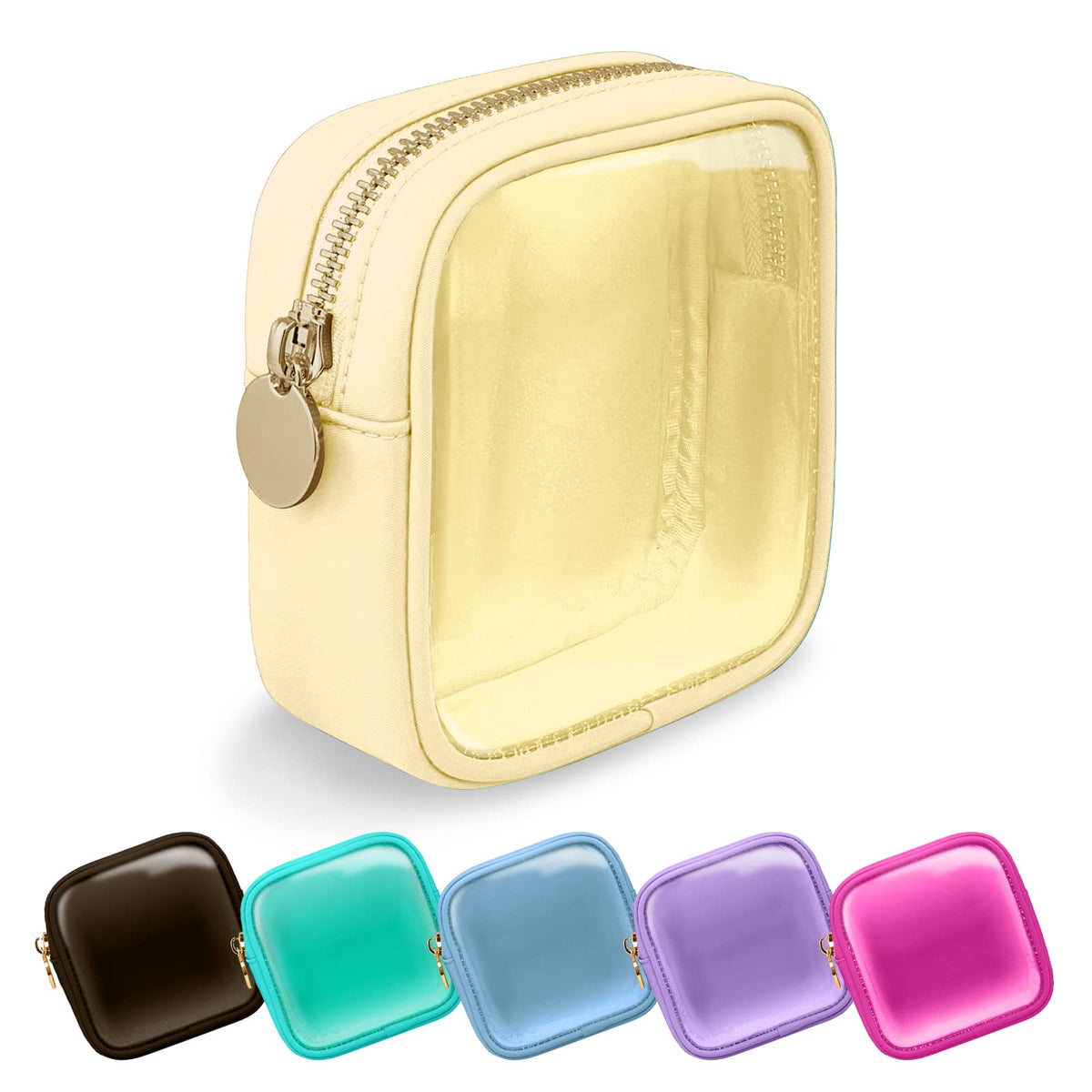 UIXIZQ Waterproof Small Pencil Case Makeup Bag for Purse,Cute Pencil Pouch Preppy Nylon Makeup Brush Holder with Zipper,Girls Portable Storage Case Small Pen Bag for Office(Slim-Black)