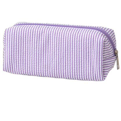 Seersucker Striped Pencil Bag, Large Capacity Stationery Pouch