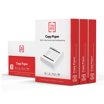 TRU RED by Staples Copy & Printer Paper, 8.5x11, 20lb, 92 Bright, 5,000 Sheets/Carton
