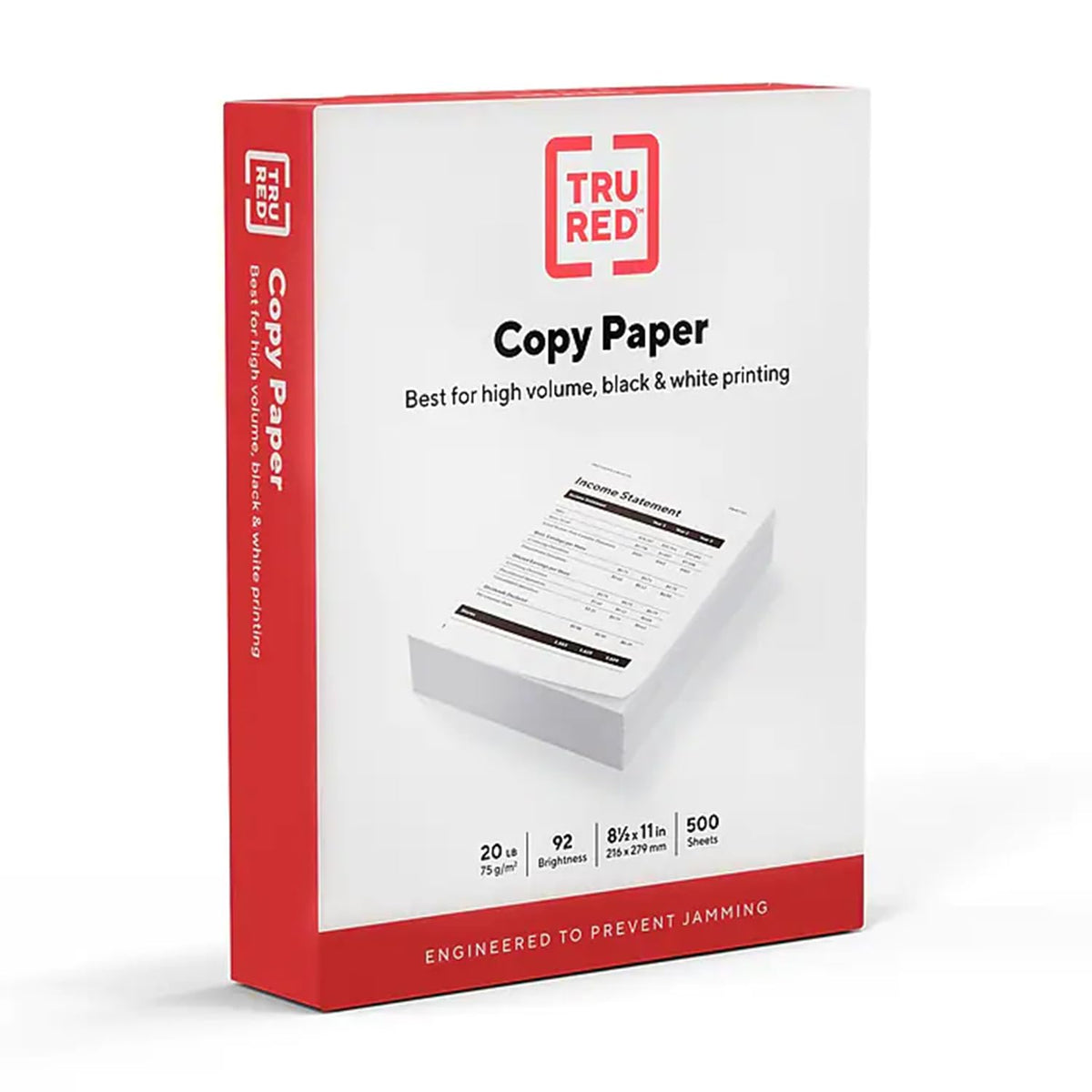 TRU RED by Staples Copy & Printer Paper, 8.5x11, 20lb, 92 Bright, 5,000 Sheets/Carton