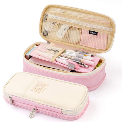 EASTHILL Big Capacity Pencil Pen Case Office College School Large Storage High Capacity Bag Pouch Holder Box Organizer Light Blue