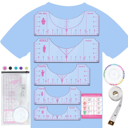 Vowlove T-Shirt Ruler for Precise Vinyl Alignment, Heat Press Guide Tool