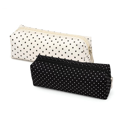 Polka Dot Pencil Case Cute Pencil Pouch for Work(Black)