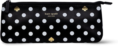 kate spade new york Pen and Pencil Case with Office Supplies, Zip Pouch Includes 2 Pencils, Sharpener, Eraser, and Ruler, Polka Dots (black/white)