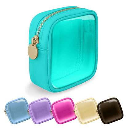 UIXIZQ Waterproof Small Pencil Case Makeup Bag for Purse,Cute Pencil Pouch Preppy Nylon Makeup Brush Holder with Zipper,Girls Portable Storage Case Small Pen Bag for Office(Slim-Black)