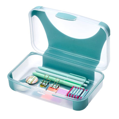 LockerMate by Bostitch Hard Pencil Case, Durable Plastic Pencil Box, Kid-Friendly Design, Blue & Black