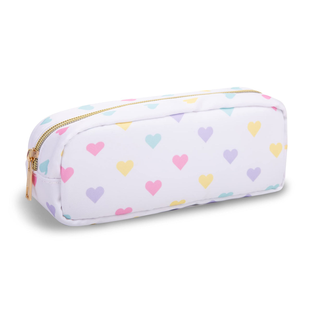 UIXIZQ Waterproof Small Pencil Case Makeup Bag for Purse,Cute Pencil Pouch Preppy Nylon Makeup Brush Holder with Zipper,Girls Portable Storage Case Small Pen Bag for Office(Slim-Black)