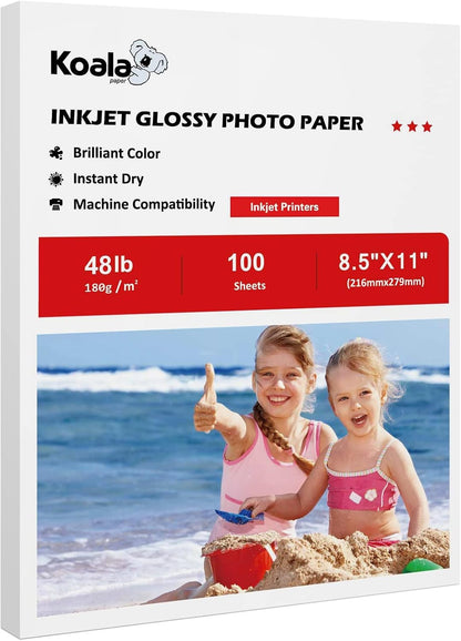 Koala Glossy Inkjet Photo Paper 8.5X11 Inches 48lb 100 Sheets