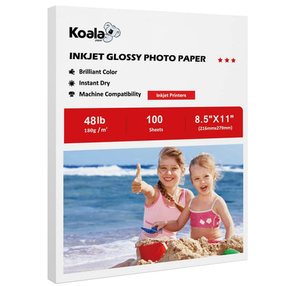 Koala Glossy Inkjet Photo Paper 8.5X11 Inches 48lb 100 Sheets