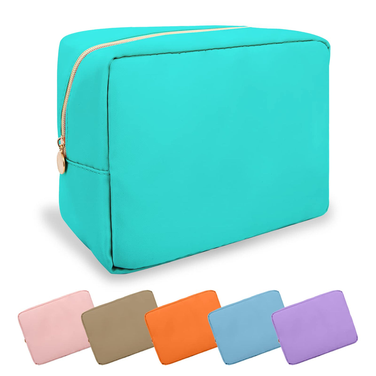UIXIZQ Waterproof Small Pencil Case Makeup Bag for Purse,Cute Pencil Pouch Preppy Nylon Makeup Brush Holder with Zipper,Girls Portable Storage Case Small Pen Bag for Office(Slim-Black)