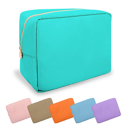 UIXIZQ Waterproof Small Pencil Case Makeup Bag for Purse,Cute Pencil Pouch Preppy Nylon Makeup Brush Holder with Zipper,Girls Portable Storage Case Small Pen Bag for Office(Slim-Black)
