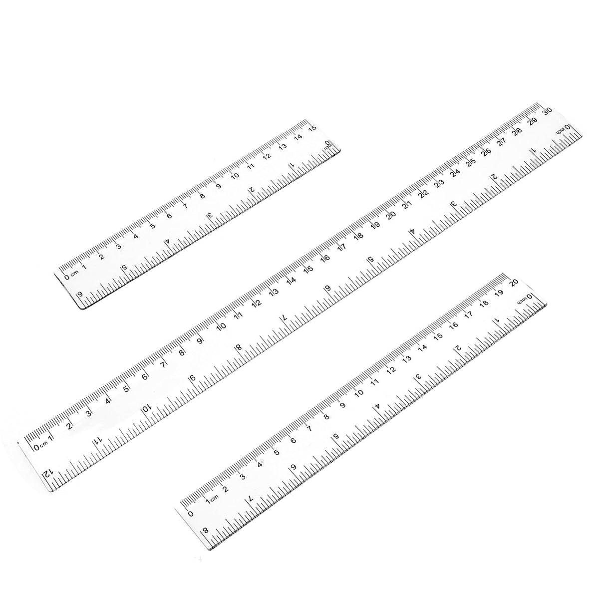 3 Pack 6 Inch 8 Inch 12 Inch Ruler Set Plastic Straight Ruler Transparent Measuring Tool Acrylic Clear Ruler for School Office Student