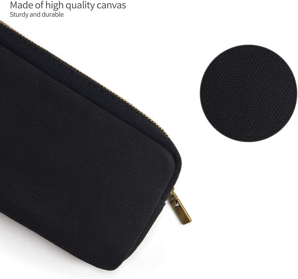 Pencil Pen Case, Canvas Pencil Pouch Big Capacity Pen Bag with Zipper Durable Stationary Storage Bag for Adult Students Officers