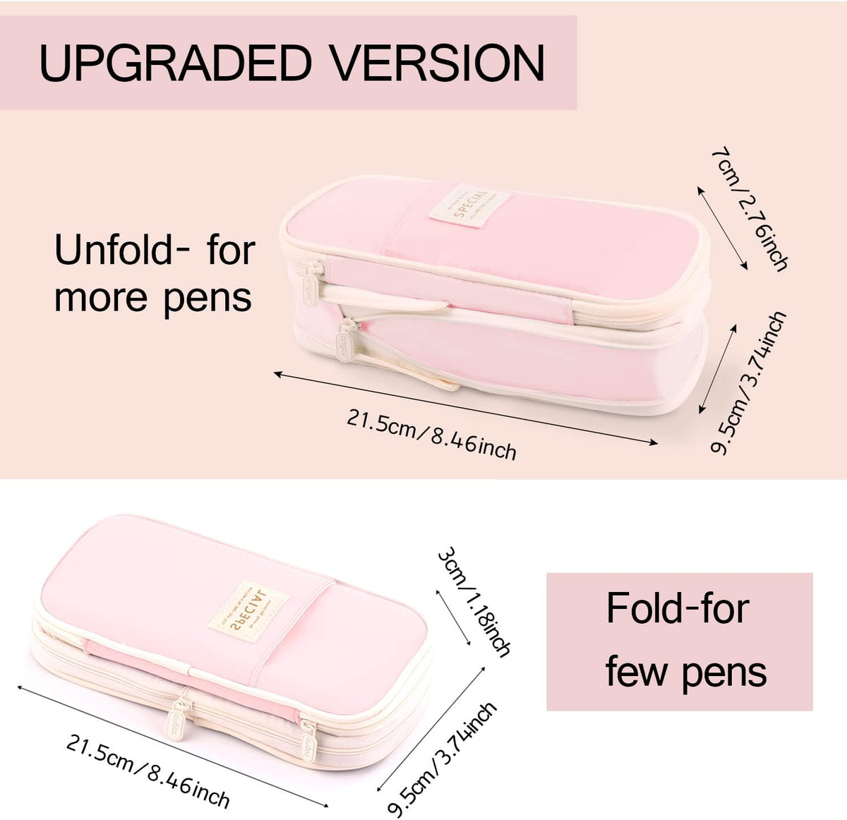 MAMUNU Expandable Pencil case with compartments, Large Capacity Pencil Cases Pencil Bag Pouch Office School, Portable Pencil Case Large School Stationery Organizer, Makeup Cosmetic Bag, Pink