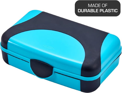 LockerMate by Bostitch Hard Pencil Case, Durable Plastic Pencil Box, Kid-Friendly Design, Blue & Black