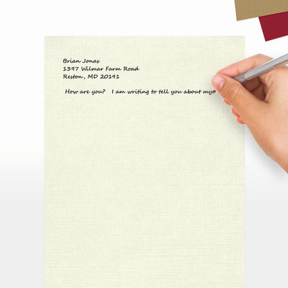 LUXPaper 8.5" x 11" Classic Linen Paper | Letter Size | Natural White | 24lb Paper (70lb. Text) | 50 Qty