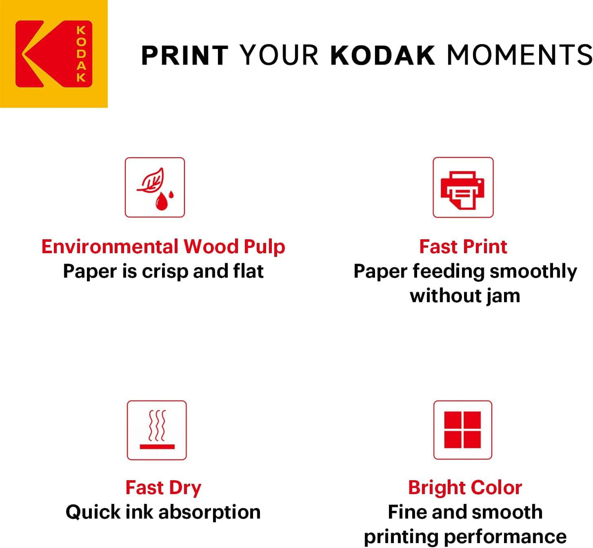KODAK Picture Paper Vivid 8.5"x11", 25 count, 66lb-230g/m2 weight, 11.9 mil thickness, Vivid color picture paper