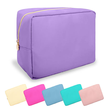 UIXIZQ Waterproof Small Pencil Case Makeup Bag for Purse,Cute Pencil Pouch Preppy Nylon Makeup Brush Holder with Zipper,Girls Portable Storage Case Small Pen Bag for Office(Slim-Black)