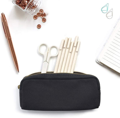 Pencil Pen Case, Canvas Pencil Pouch Big Capacity Pen Bag with Zipper Durable Stationary Storage Bag for Adult Students Officers