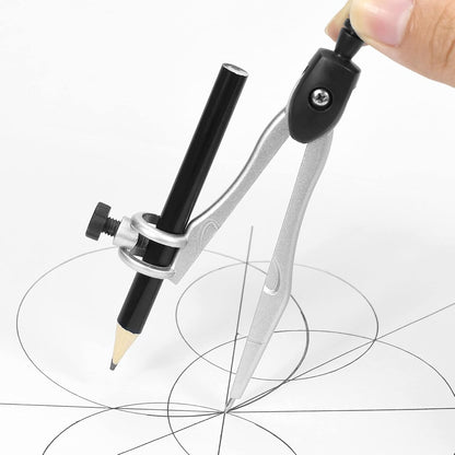 Unjoo Geometry Sets 10 Pcs Student Supplies, Protractor and Compass (Black)