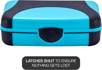 LockerMate by Bostitch Hard Pencil Case, Durable Plastic Pencil Box, Kid-Friendly Design, Blue & Black