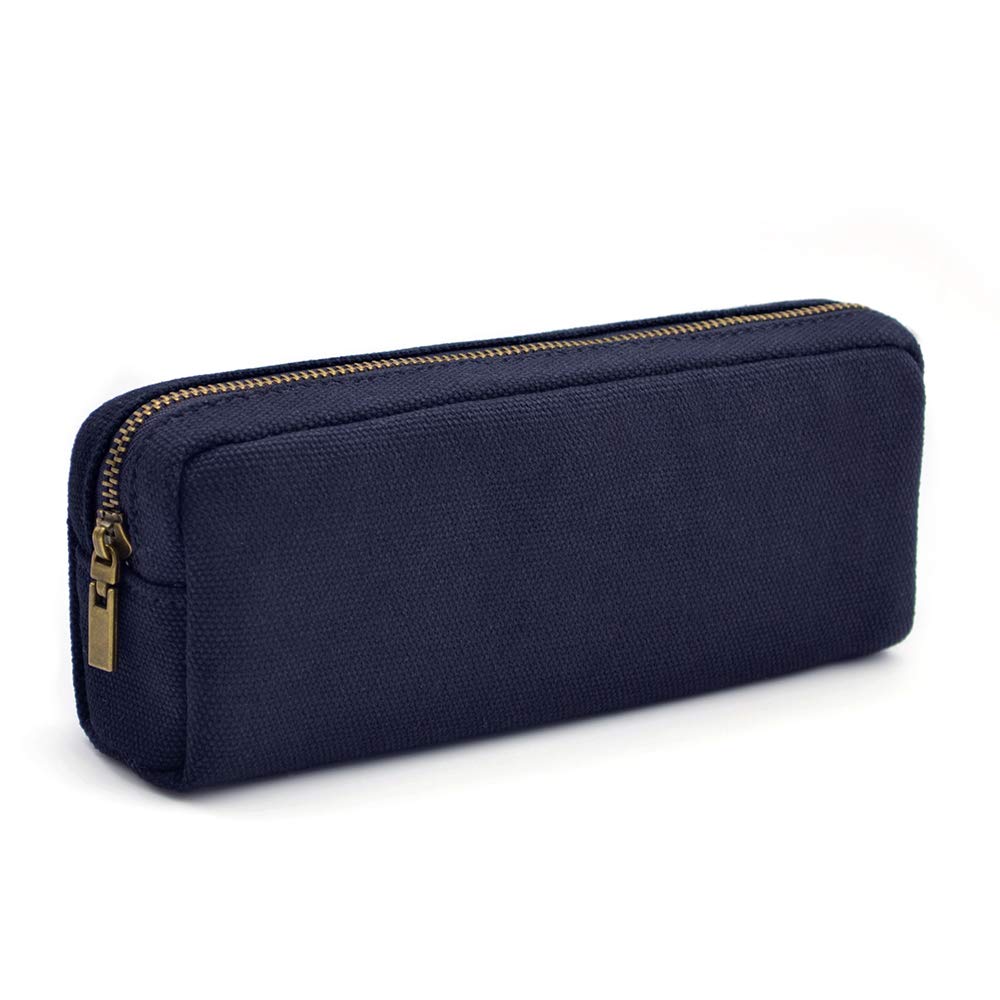 Pencil Pen Case, Canvas Pencil Pouch Big Capacity Pen Bag with Zipper Durable Stationary Storage Bag for Adult Students Officers