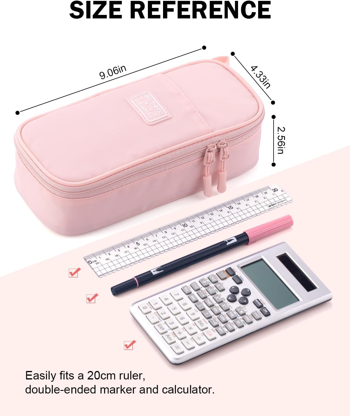 CICIMELON Durable Pencil Case Big Storage Pen Pouch Bag for School Supplies Office College Teen Girls Adults, Pink