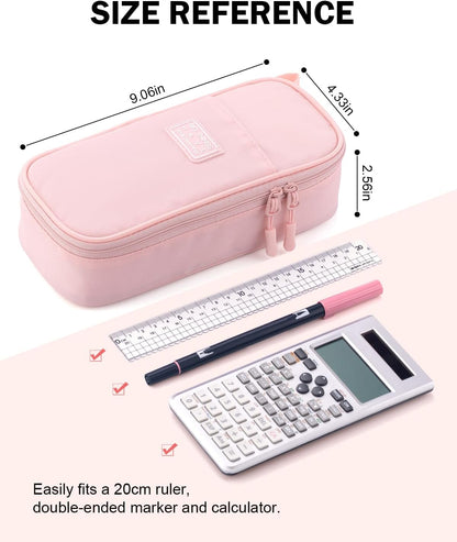 CICIMELON Durable Pencil Case Big Storage Pen Pouch Bag for School Supplies Office College Teen Girls Adults, Pink