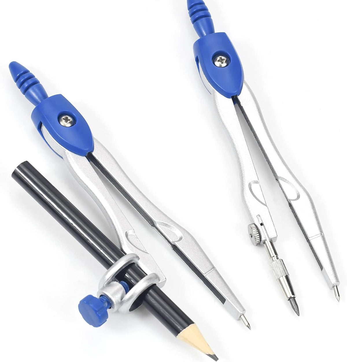 Unjoo Geometry Set 10 Pcs Student Supplies,Protractor and Compass,Navy Blue