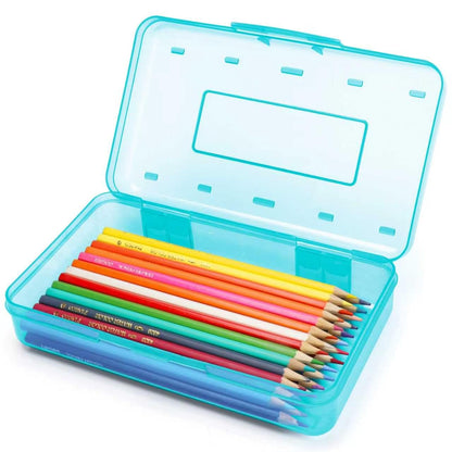 Plastic Hard Clear Color Pencil box Case for Girl Boy kids