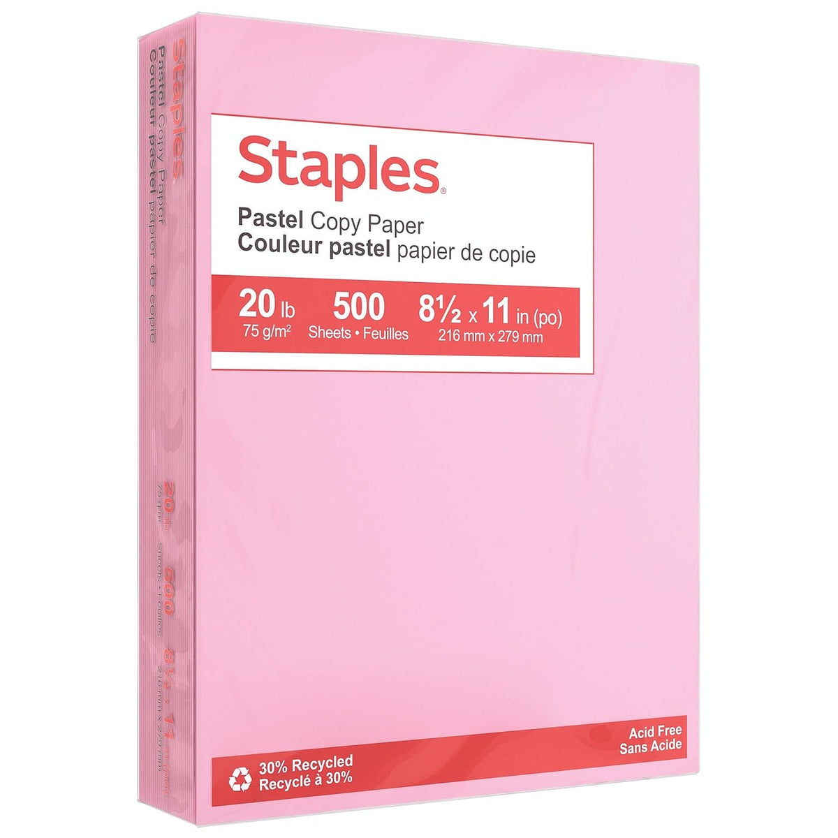 Staples Pastel Recycled Copy Paper, Cream, 20 lb., 8.5x11, 500 Sheets