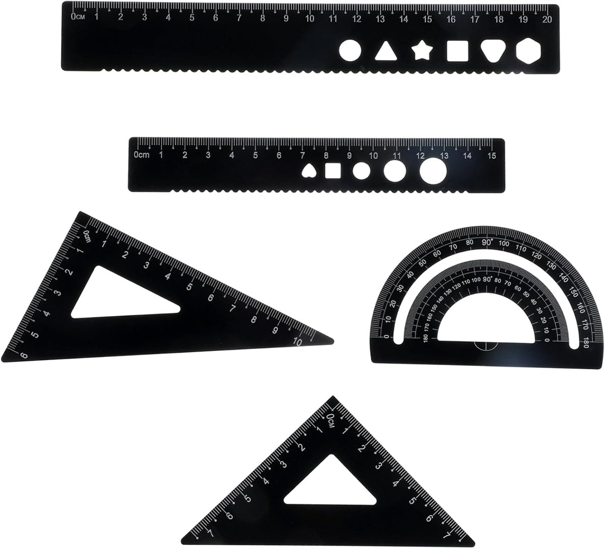 Ruler and Protractor Set, 5PCS Protractor Set, Aluminum Alloy