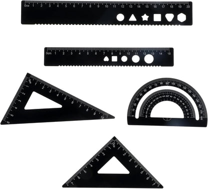 Ruler and Protractor Set, 5PCS Protractor Set, Aluminum Alloy