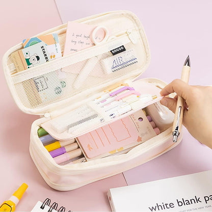 MAMUNU Expandable Pencil case with compartments, Large Capacity Pencil Cases Pencil Bag Pouch Office School, Portable Pencil Case Large School Stationery Organizer, Makeup Cosmetic Bag, Pink