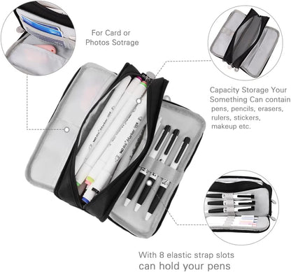 iSuperb Large Pencil Case 3 Compartments Pencil Pouch Big Capacity Pencil Bag for Kids Teen Girls Boys Student School Supplies Oxford Organizer Pen Bag Cosmetic Makeup Pouch