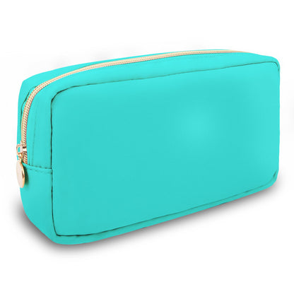 UIXIZQ Waterproof Small Pencil Case Makeup Bag for Purse,Cute Pencil Pouch Preppy Nylon Makeup Brush Holder with Zipper,Girls Portable Storage Case Small Pen Bag for Office(Slim-Black)