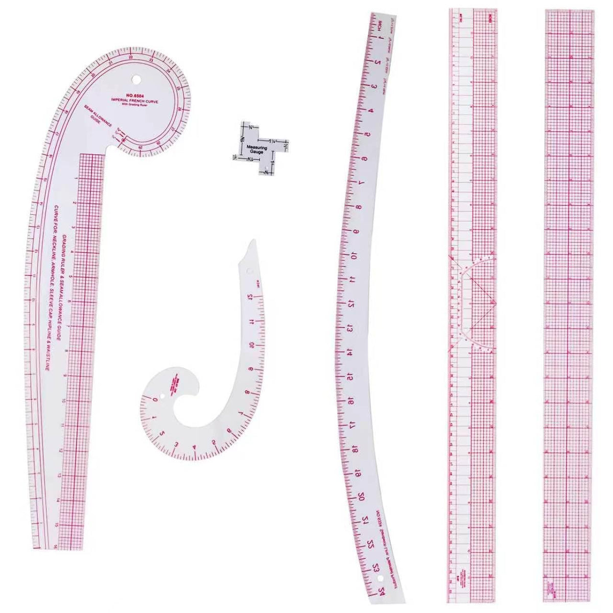 Fashion Clear Metric Sewing Ruler Set,French Curve Pattern Rulers for Beginners, Tailors, Designers, Quilting, Embroidery, Cross Stitch, Crochet, Knitting 9pcs (9-Piece Set)