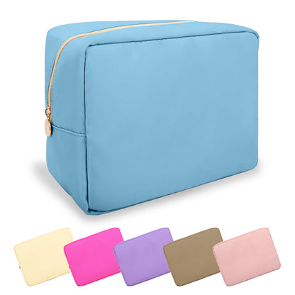 UIXIZQ Waterproof Small Pencil Case Makeup Bag for Purse,Cute Pencil Pouch Preppy Nylon Makeup Brush Holder with Zipper,Girls Portable Storage Case Small Pen Bag for Office(Slim-Black)